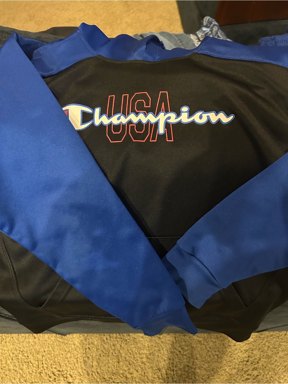 Champion Blue and Black Youth Athletic Pullover with USA Logo